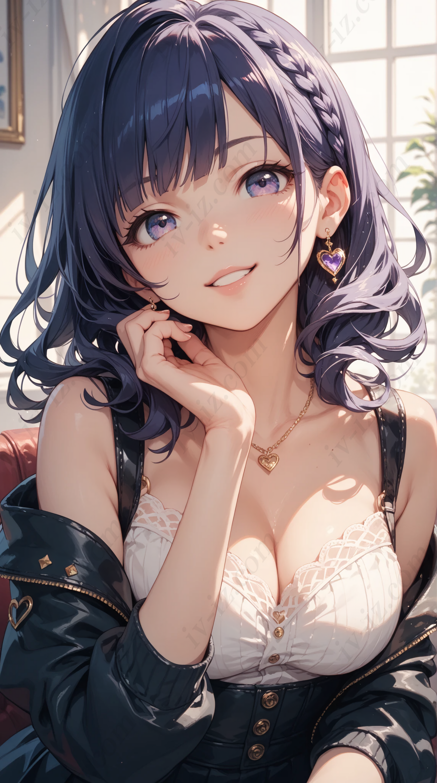Charming Anime Girl with Purple Hair