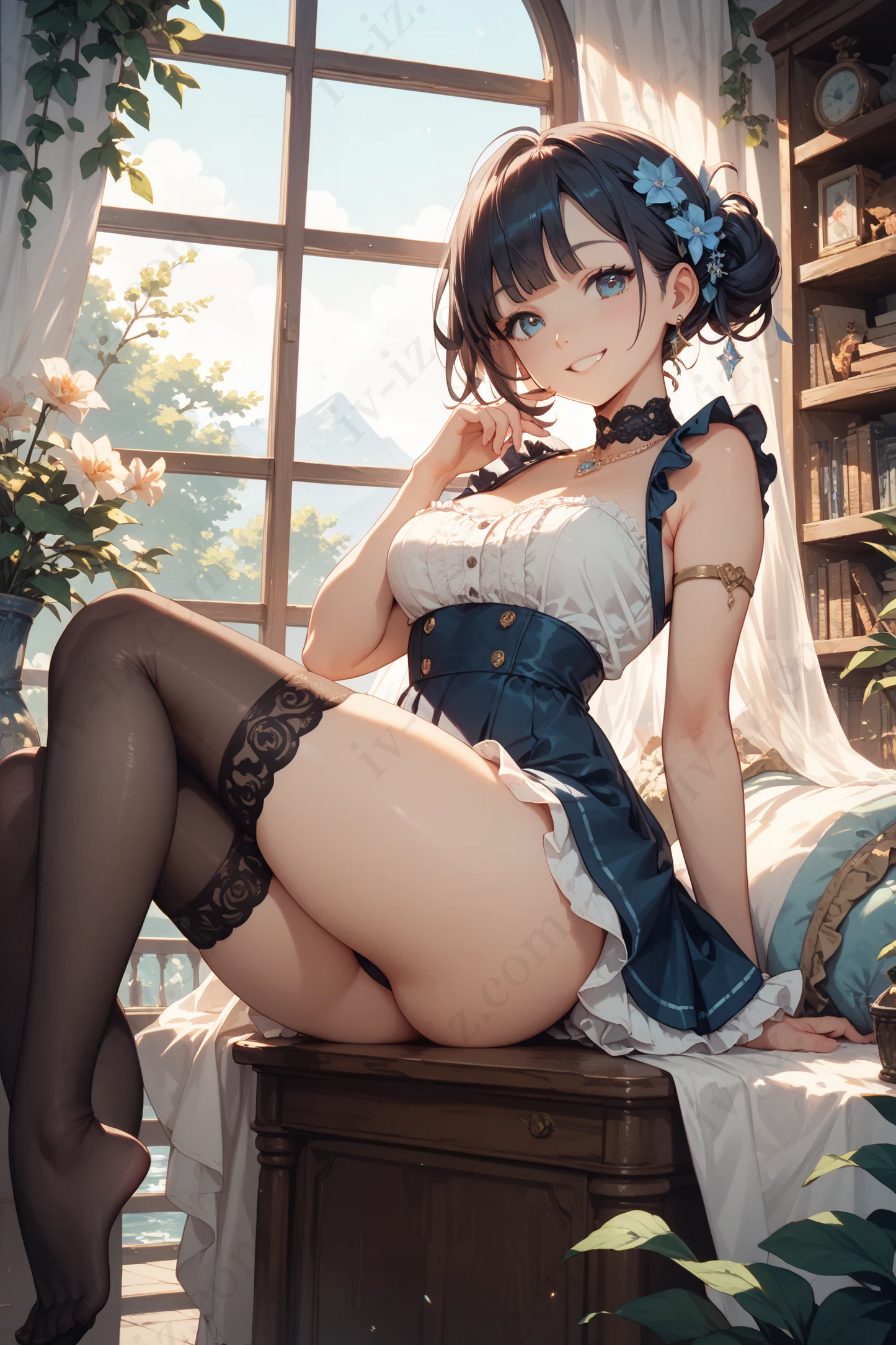 Graceful Black-Haired Anime Girl