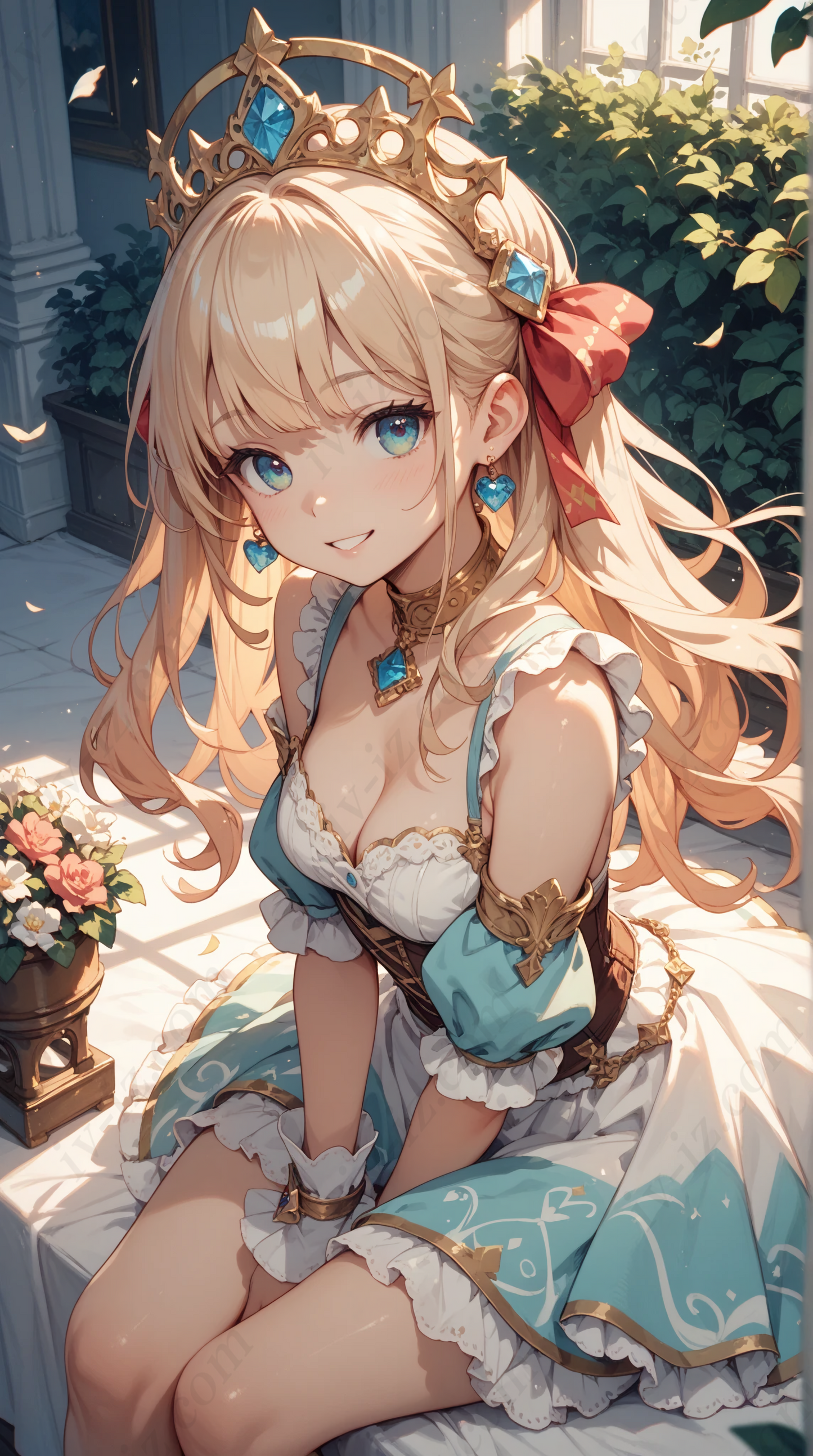 Anime Princess in Blue Fantasy Dress