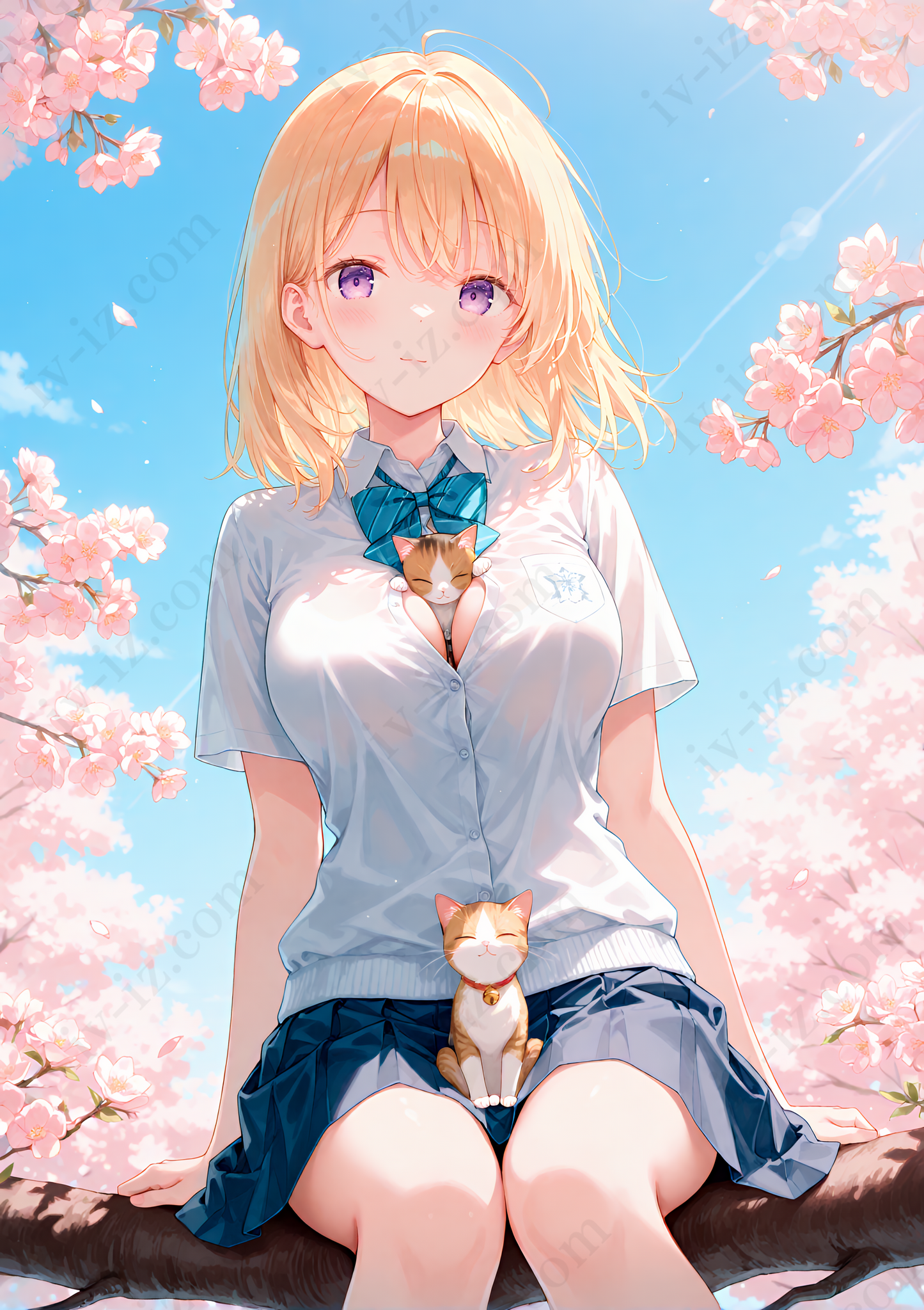 桜と子猫
