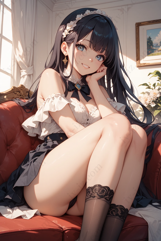 Elegant Dark-Haired Anime Girl
