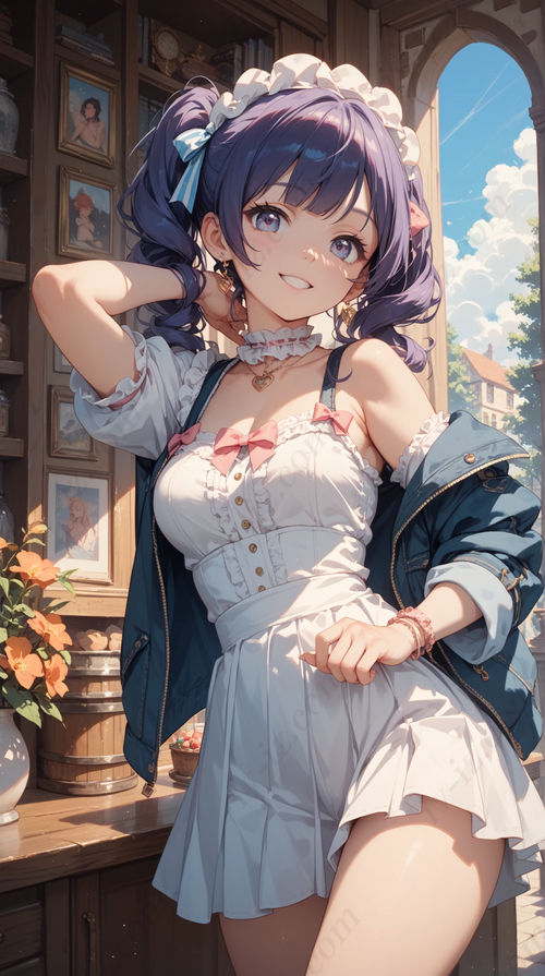 Cute Anime Maid Girl with Twintails
