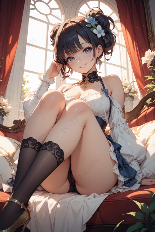 Charming Anime Girl with Twin Buns