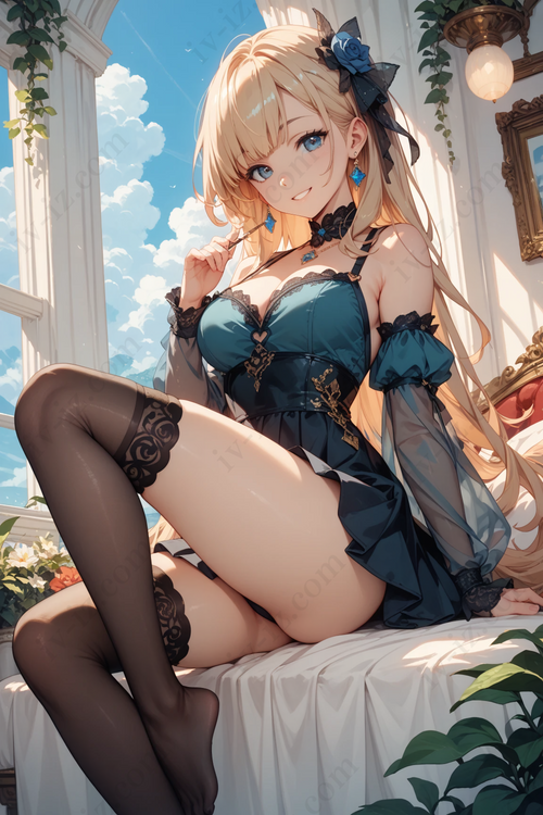 Midnight Teal Elegance – Beautiful Anime