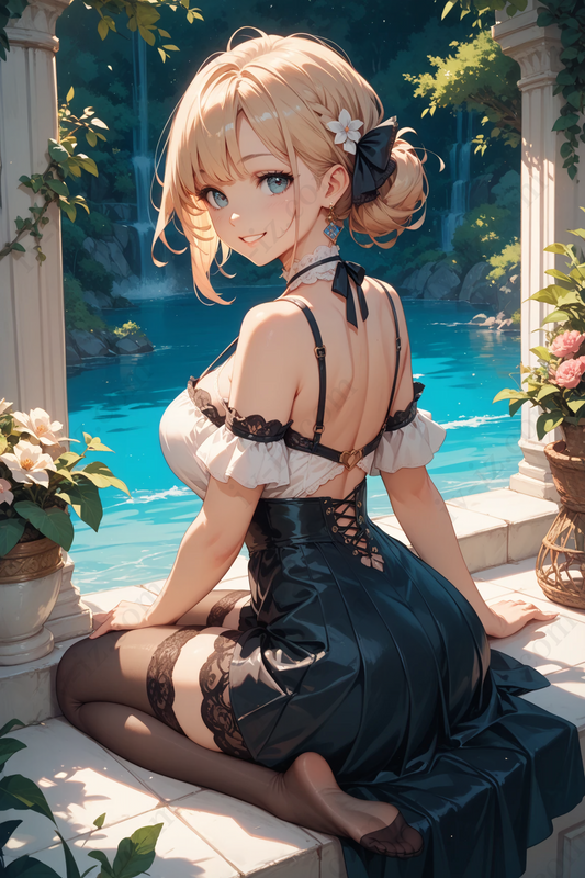 Lakeside Elegance – Beautiful Anime Girl