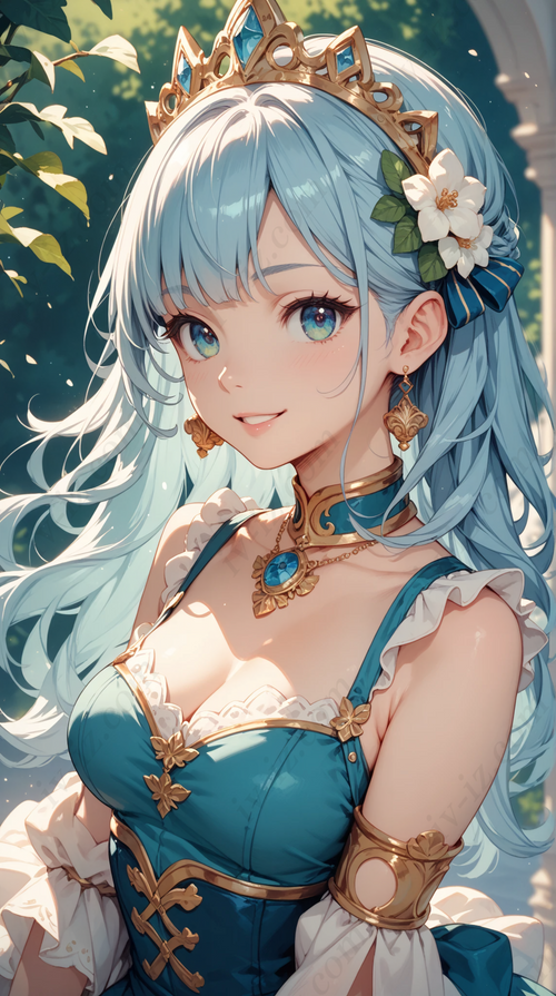 Blue Fantasy Princess Anime Art