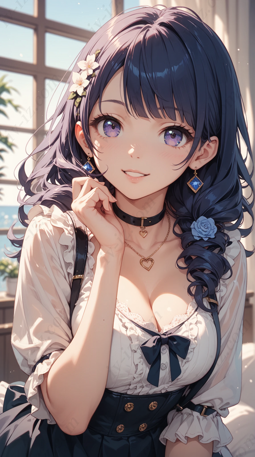Elegant Anime Girl with Floral Accessory