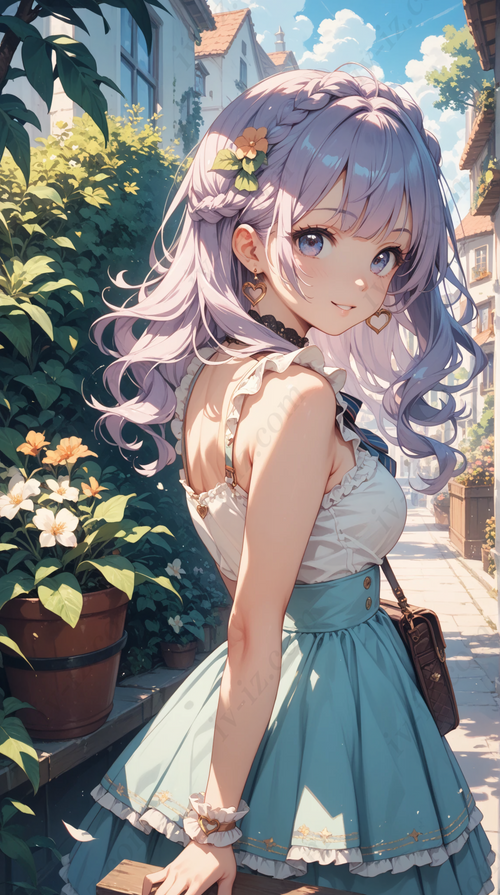 Pastel Anime Girl with Braided Hair