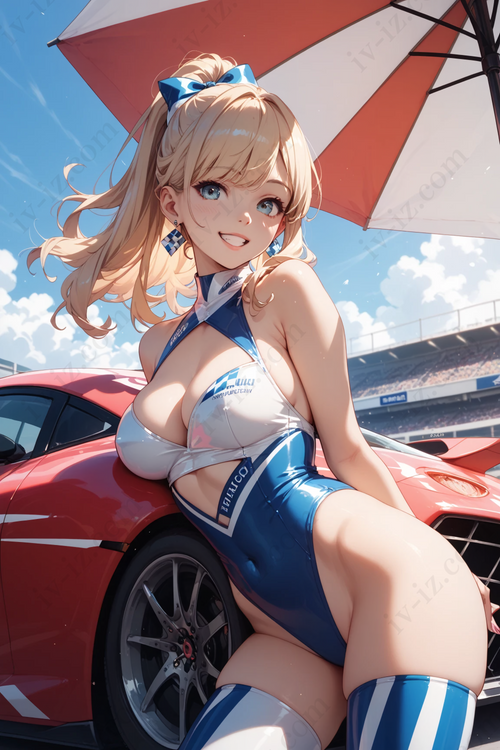 Blonde Anime Race Queen at Sunset Circui