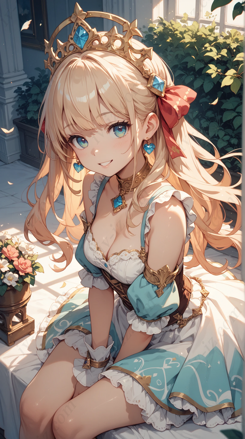 Anime Princess in Blue Fantasy Dress