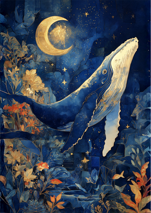 月波を仰ぐ蒼き空鯨