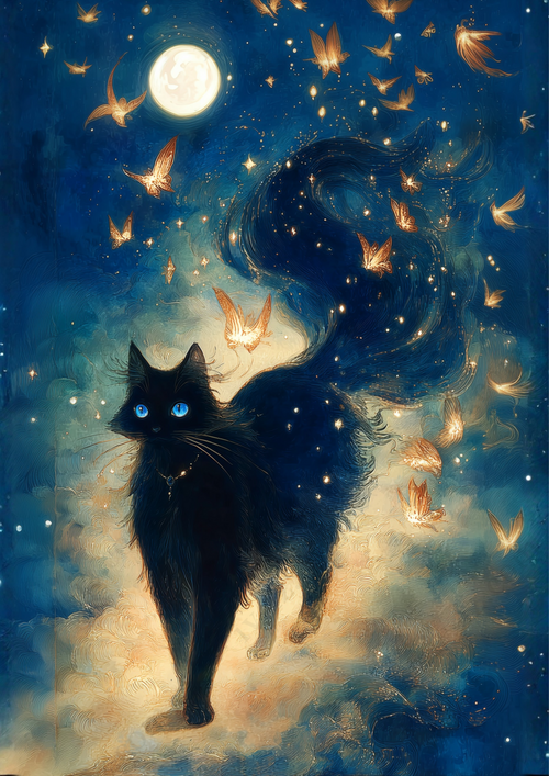 星蝶を従える夜行の黒猫