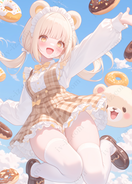 A sweet white bear and a happy sky